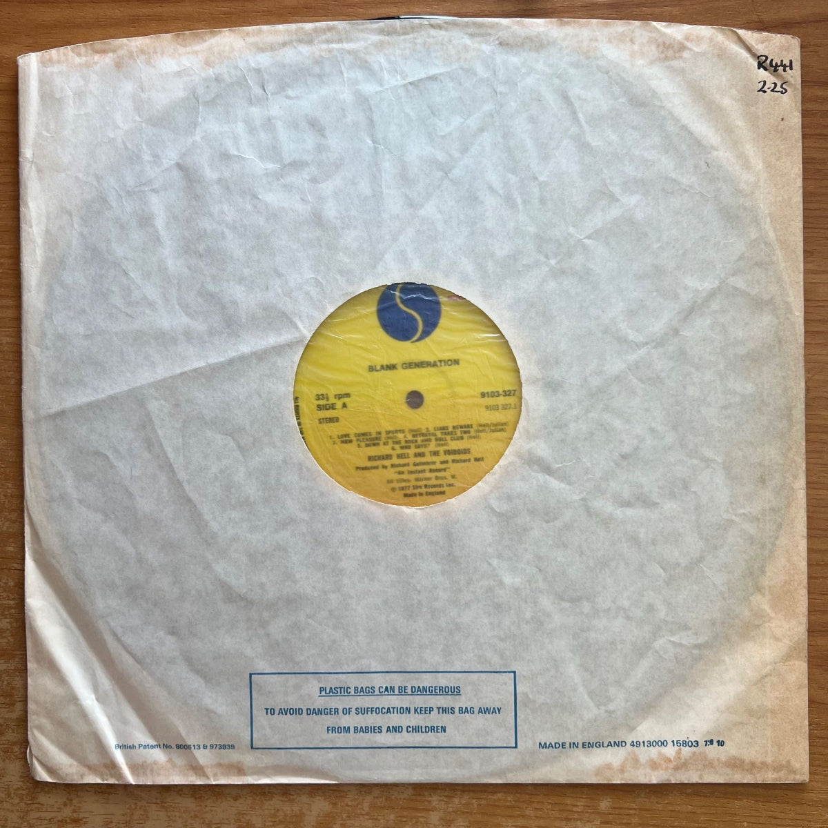 Richard Hell & The Voidoids - Blank Generation / 1. UK-Press. 1977 - (M-/M-)