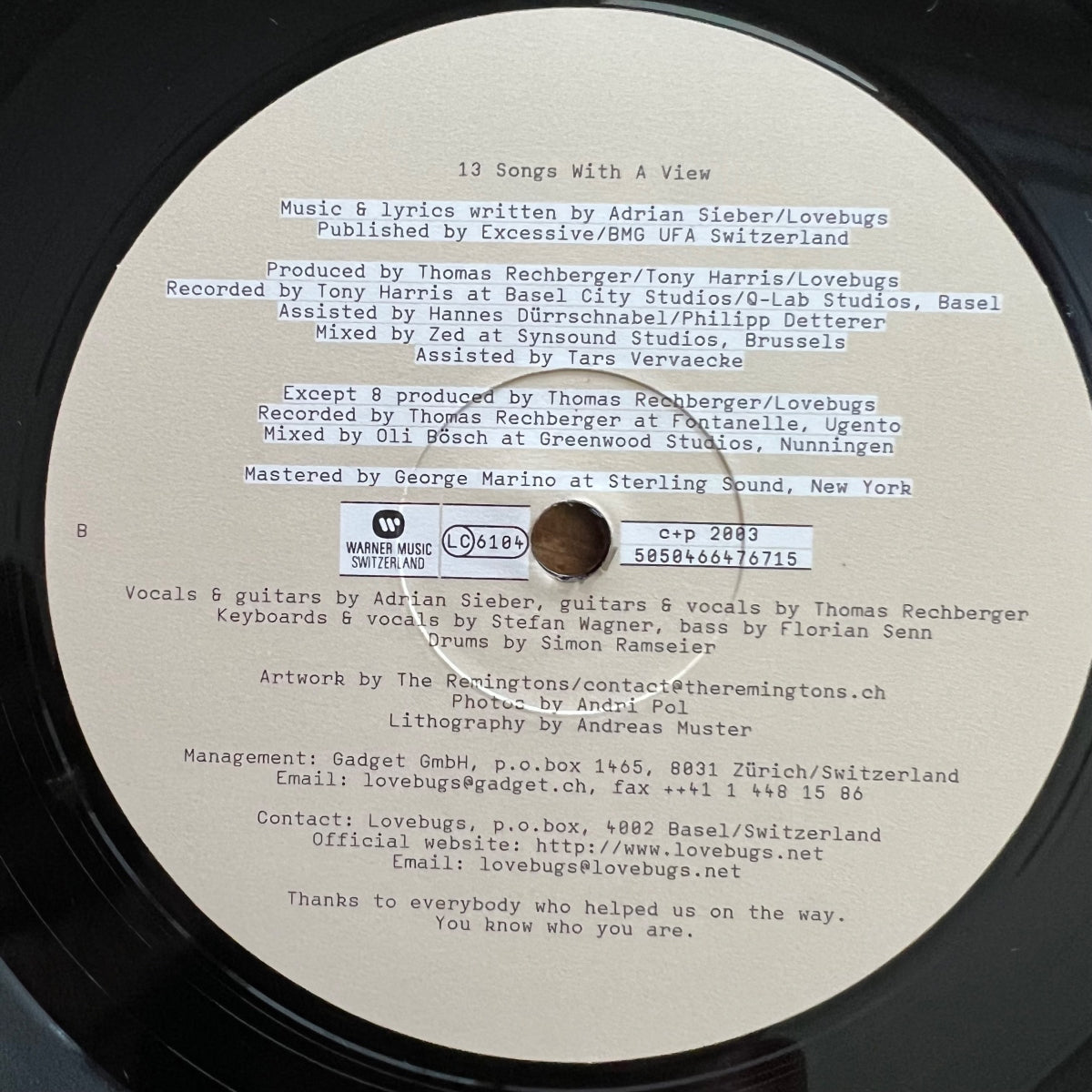 Lovebugs - 13 Songs With A View / 1. Swiss-Press. 2003 - (M-/M-)