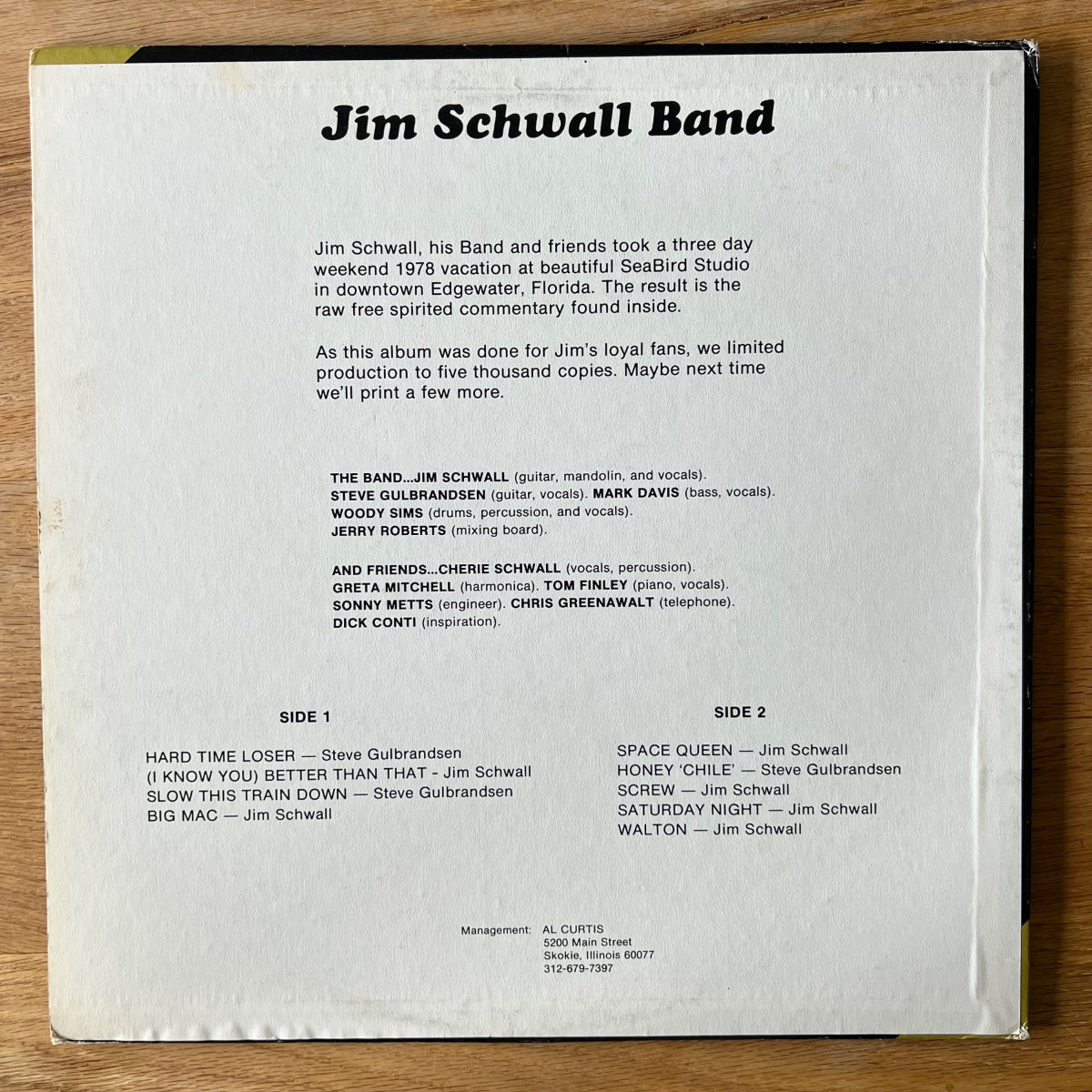 Jim Schwall Band - Spring Vacation / 1. US-Press. 1978 - (M-/VG++)