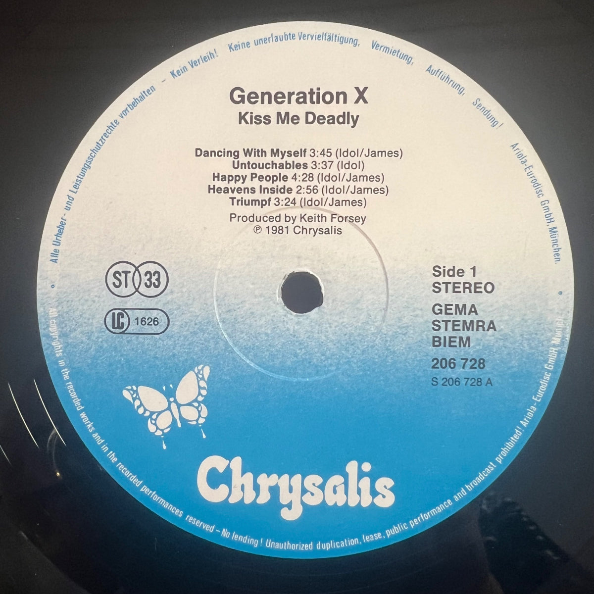 Gen X (Billy Idol) - Kiss Me Deadly / 1. D-Press. 1984 - (M-/VG++)