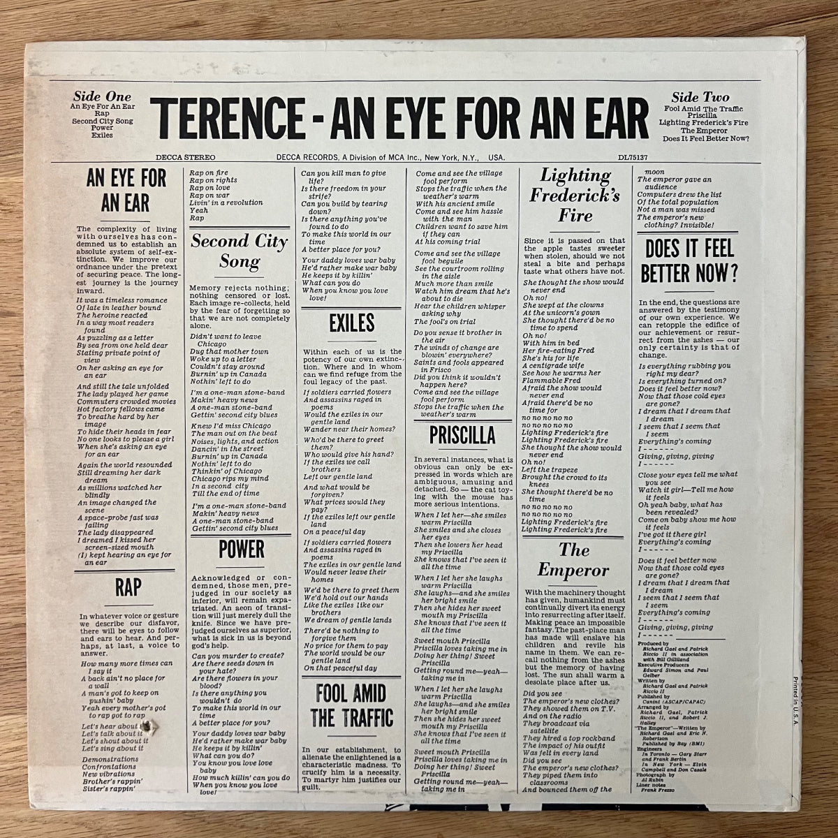 Terence - An Eye For An Ear / 1. US-Press. 1969 - (M-/VG+)