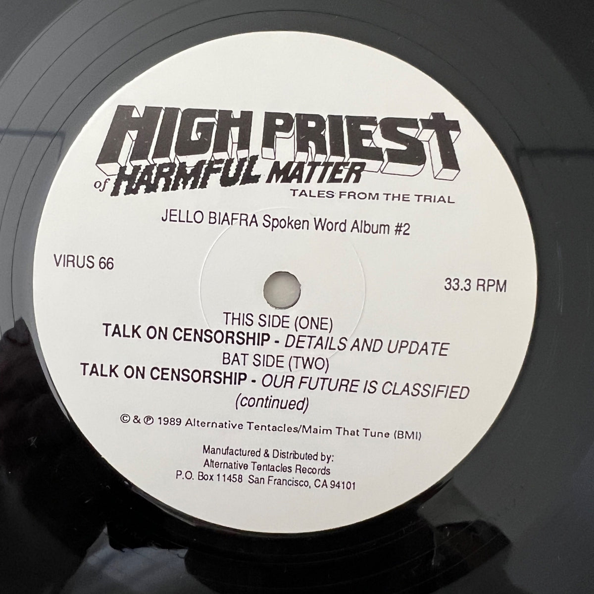 Jello Biafra -High Priest Of Harmful Matter, Tales From The Trial / 2 LP - 1. UK-Press. 1989 - (M-/M-)