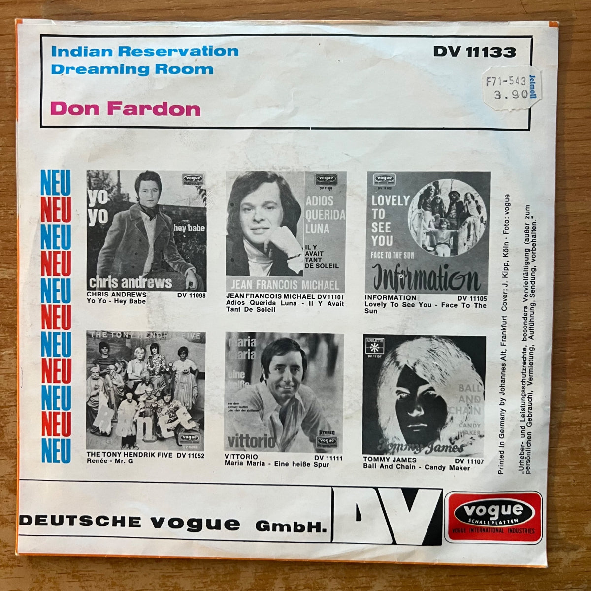 Don Fardon - Indian Reservation / 1. D-Press. 1970 - (M-/VG++)