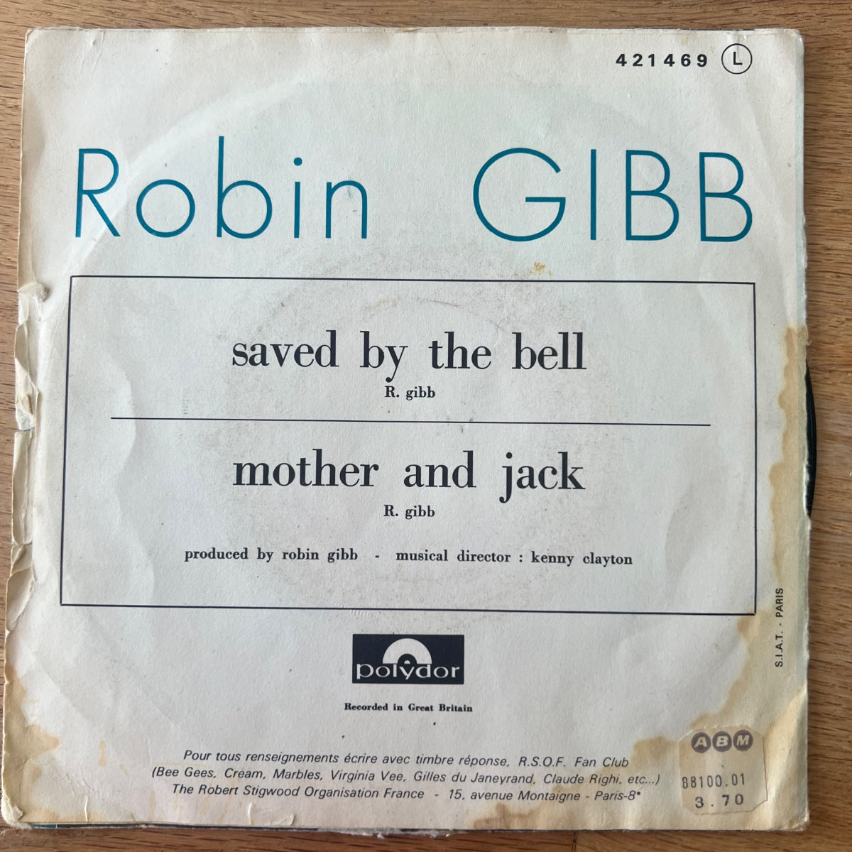 Robin Gibb - Saved By The Bell / 1. France-Press. 1969 - Mono - (VG++/VG+)