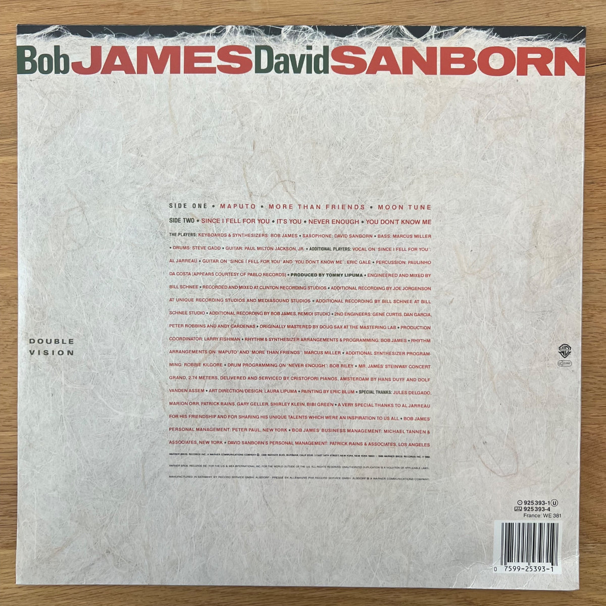 Bob James, David Sanborn - Double Vision / EU-Press. 1986 - 180gr. Vinyl - (M-/VG++)