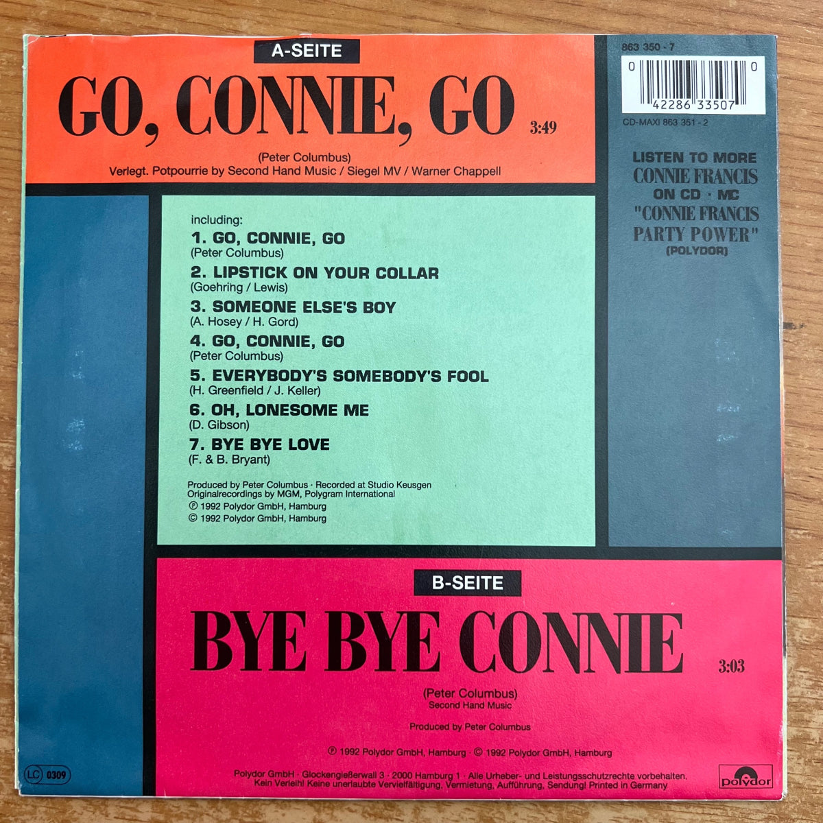 Connie Francis - Go, Connie, Go / D-Press. 1992 - (M-/M-)
