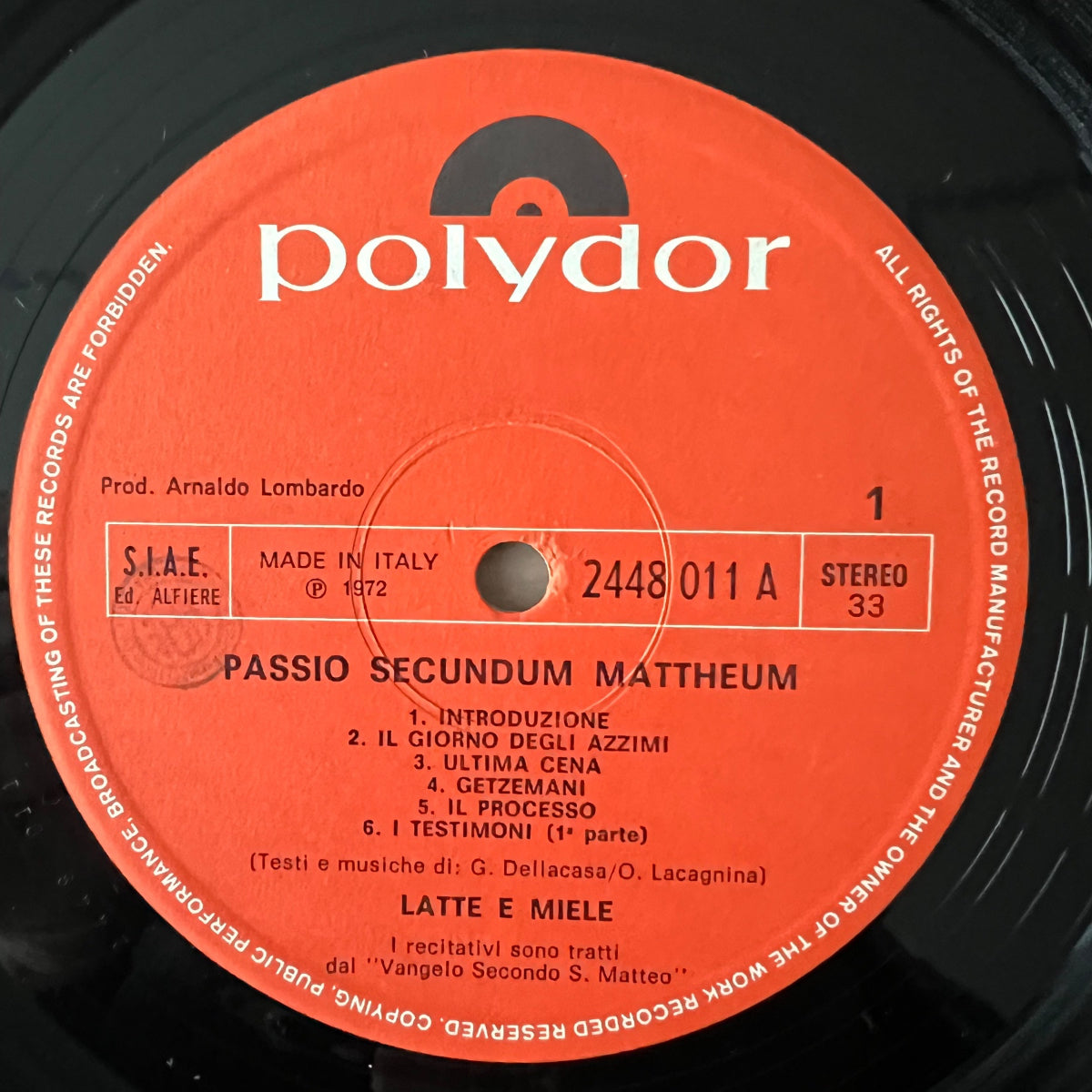 Latte E Miele - Passio Secundum Mattheum / 1. Italy 1972 - (M-/M-)
