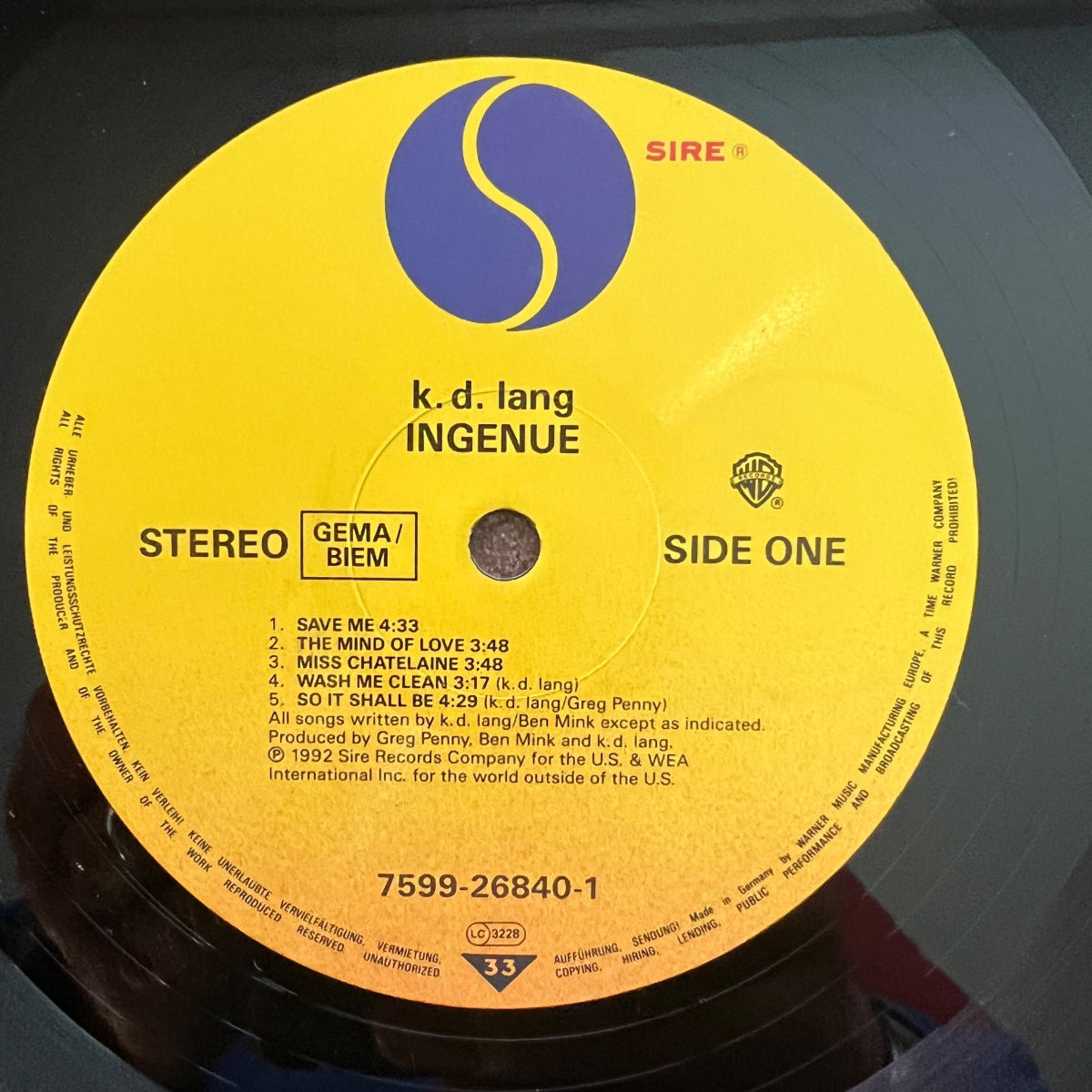 K.D. Lang - Ingénue / 1. D-Press. 1992 - (Mint)