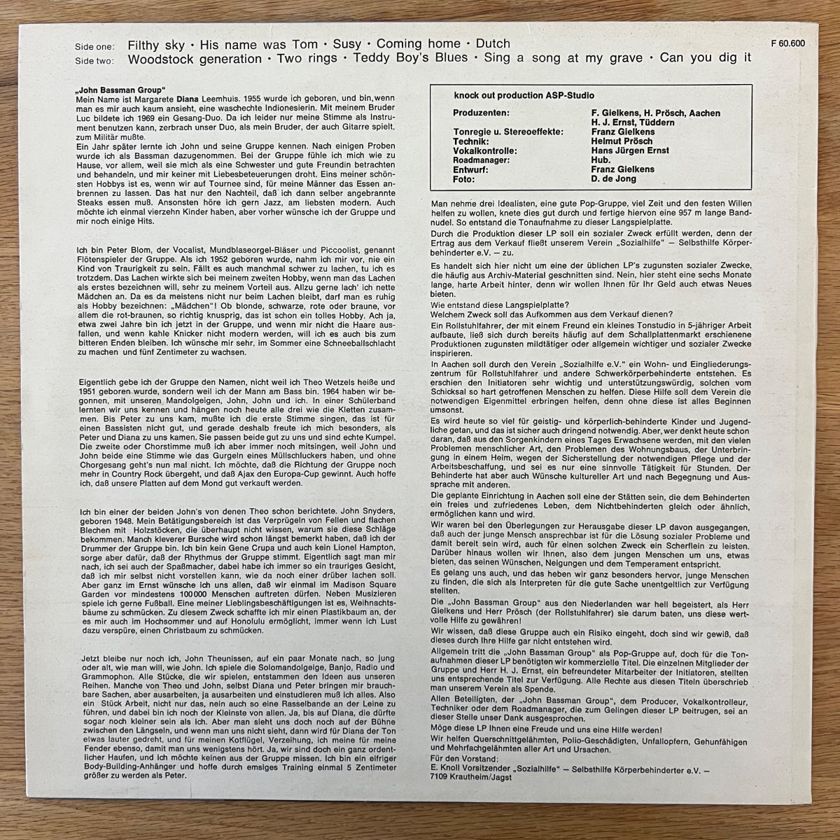 John Bassman Group - Filthy Sky / 1. D-Press. 1970 - (M-/M-)