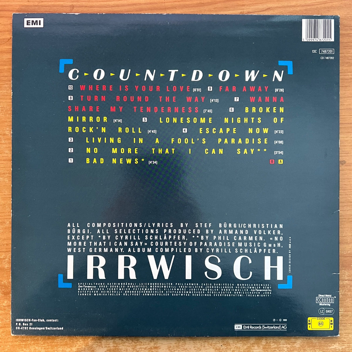 Irrwisch - Countdown / 1. Swiss-Press. 1988 - (M-/VG++)