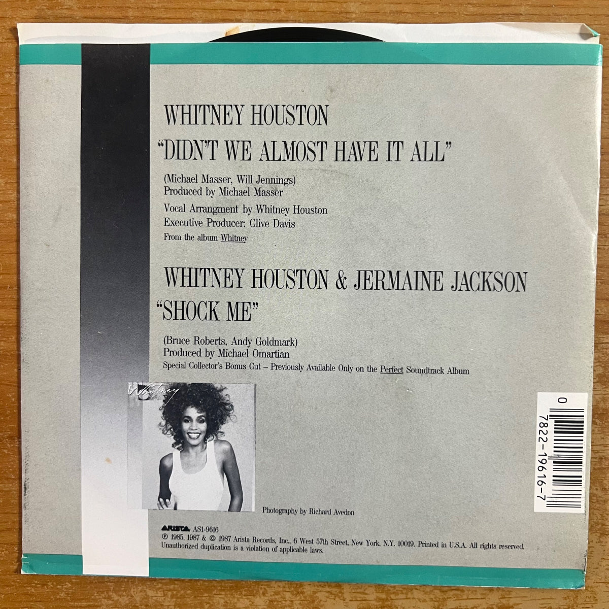 Whitney Houston - Didn't We Almost Have It All / 1er pressage US 1987 - (VG++/M-)