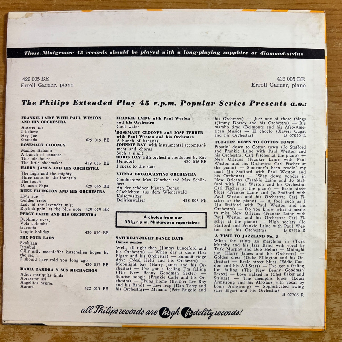 Erroll Garner - Sweet Sue Just You / 7" EP - 1. NL-Press. 1955 - (VG/VG+)