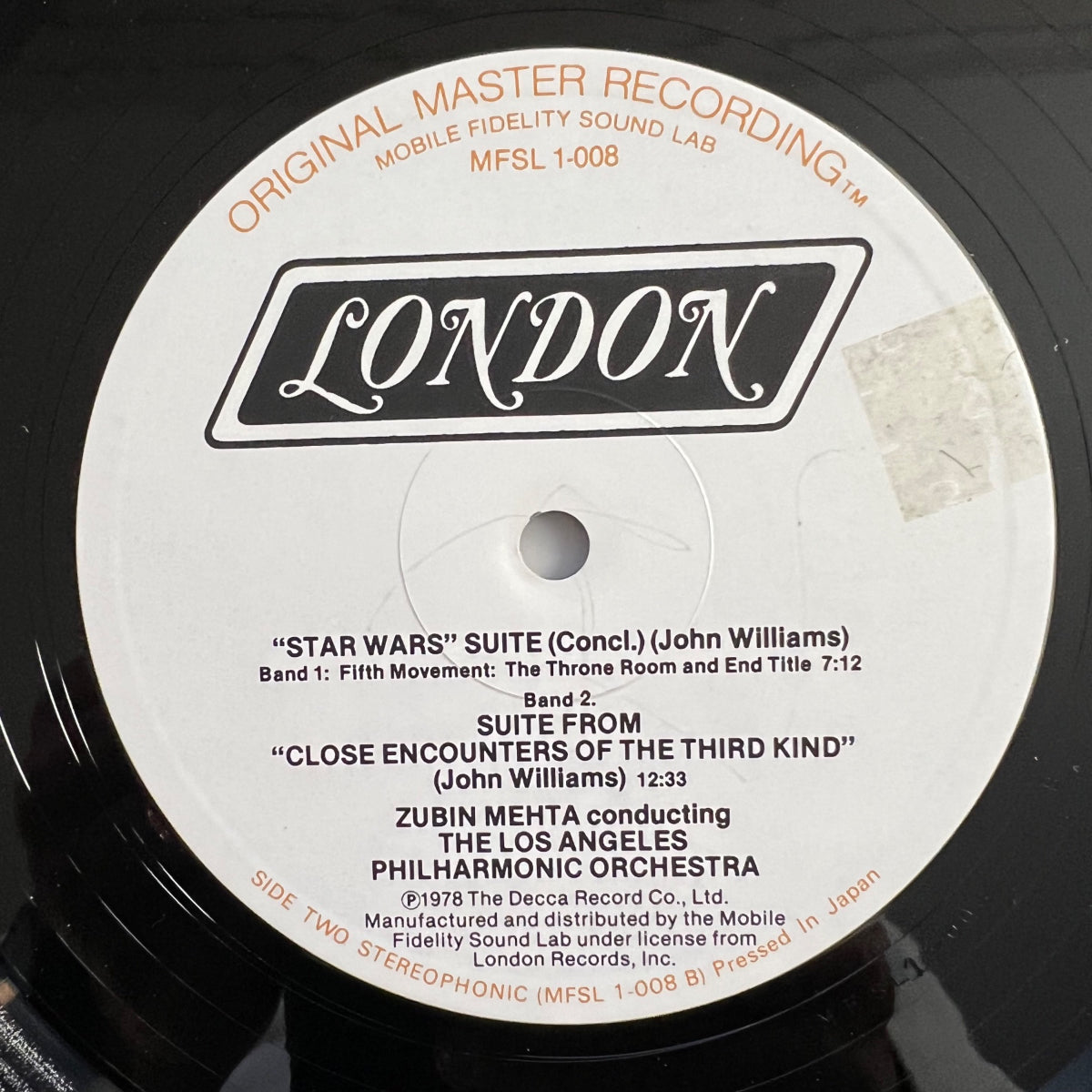 Zubin Mehta & L.A. Philharmonic Orchestra. - Suites From Star Wars / Audiophile MFSL 1978 - (VG++/VG+)