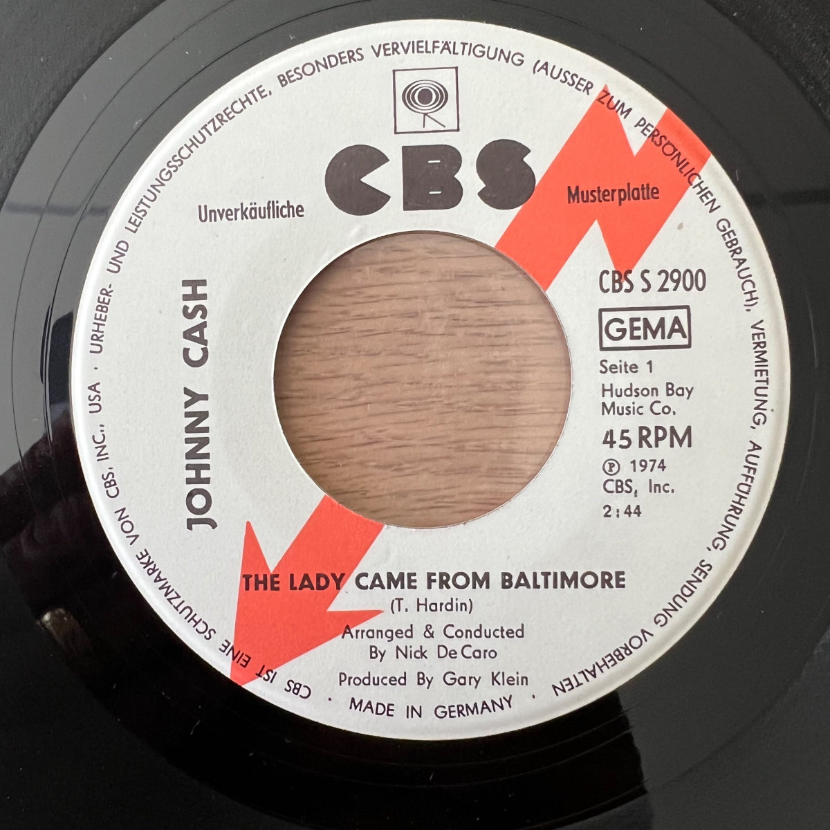 Johnny Cash -The Lady Came From Baltimore / D-Promo 1974 - CBS-Promo - (M-/VG++)
